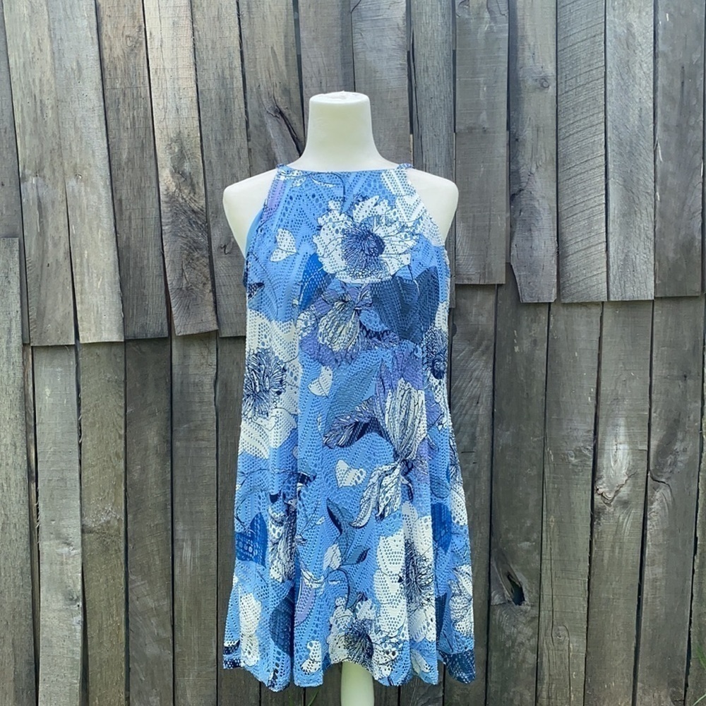 𝅺westport Women's Spaghetti Strap Blue Floral Dress